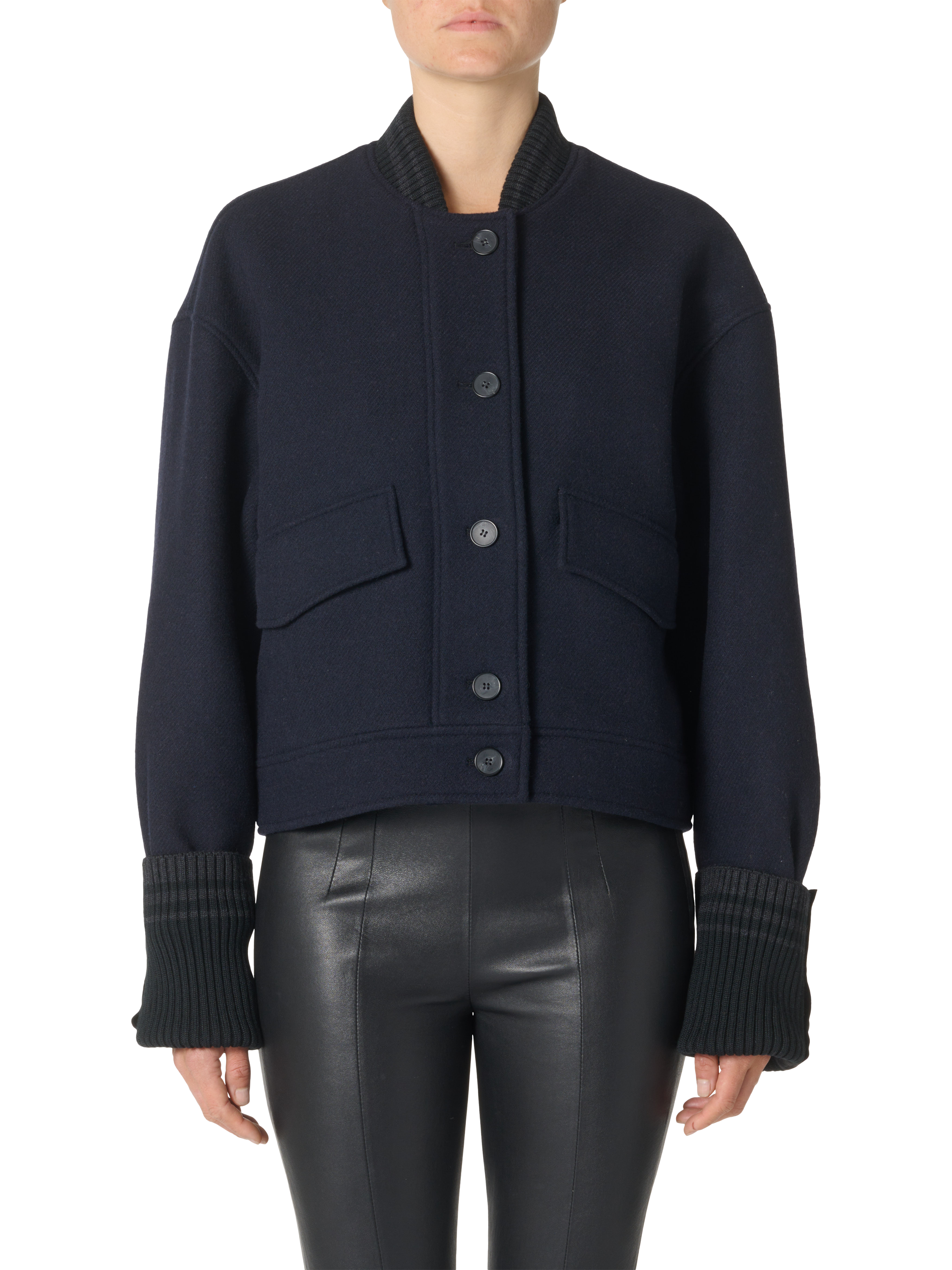 Product image 1 of 4, which shows IRO Isatis Boxy Wool Rich Jacket, Navy, 36