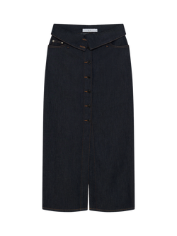 IRO Rosiane Mid Rise Button Front Cut Off Jeans, Dark Blue, Dark Blue