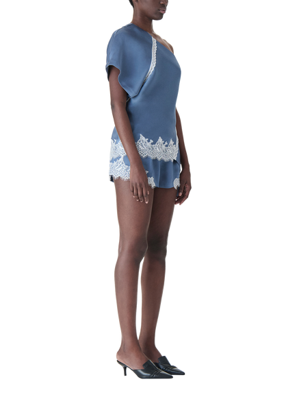 IRO Nyna Lace Detail Shorts, Blue/White - view 2, Blue/White