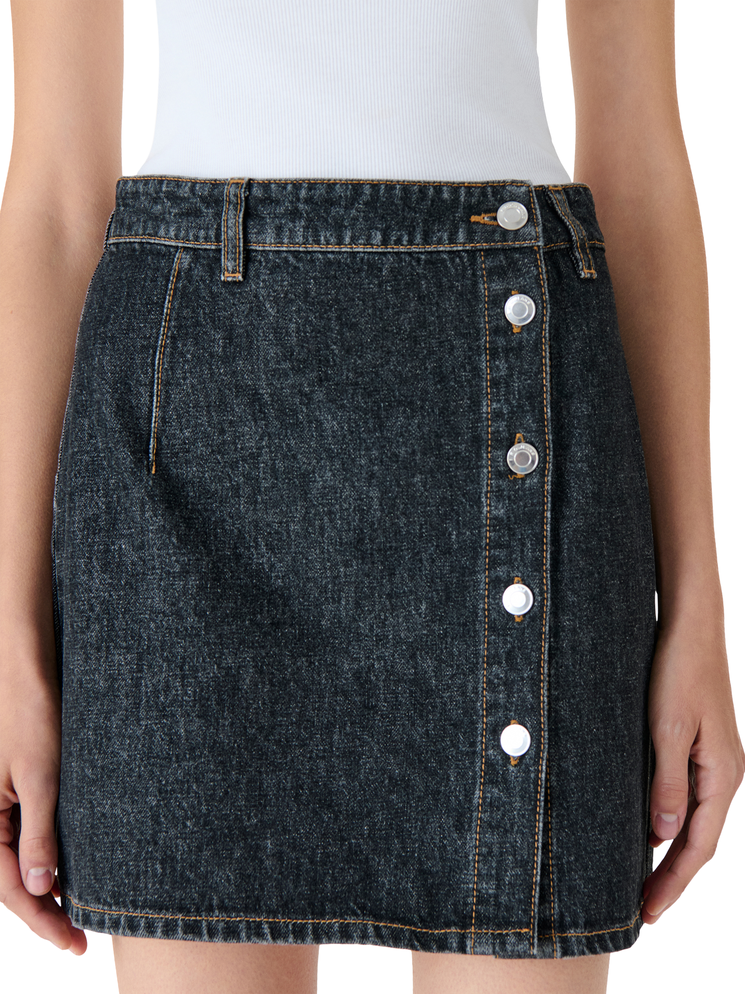 Product image 4 of 4, which shows IRO Isya Denim Mini Skirt, Dark Blue, 36