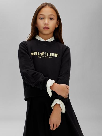 Calvin Klein Kids' Glitter Logo Jumper, Black - view 2, Black
