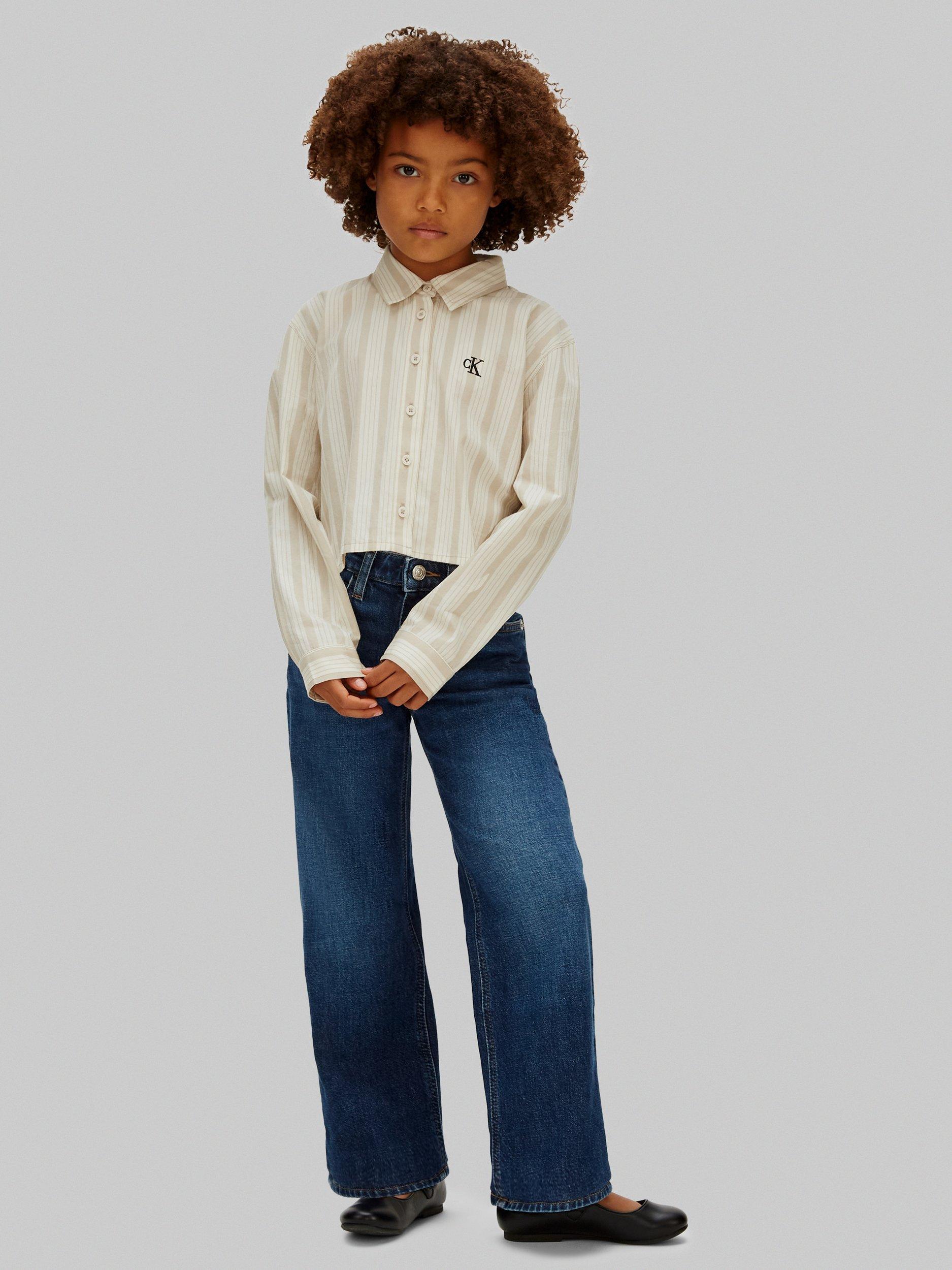 Product image 1 of 5, which shows Calvin Klein Kids' Wide Leg Jeans, Authentic Dark Blue, 8 years