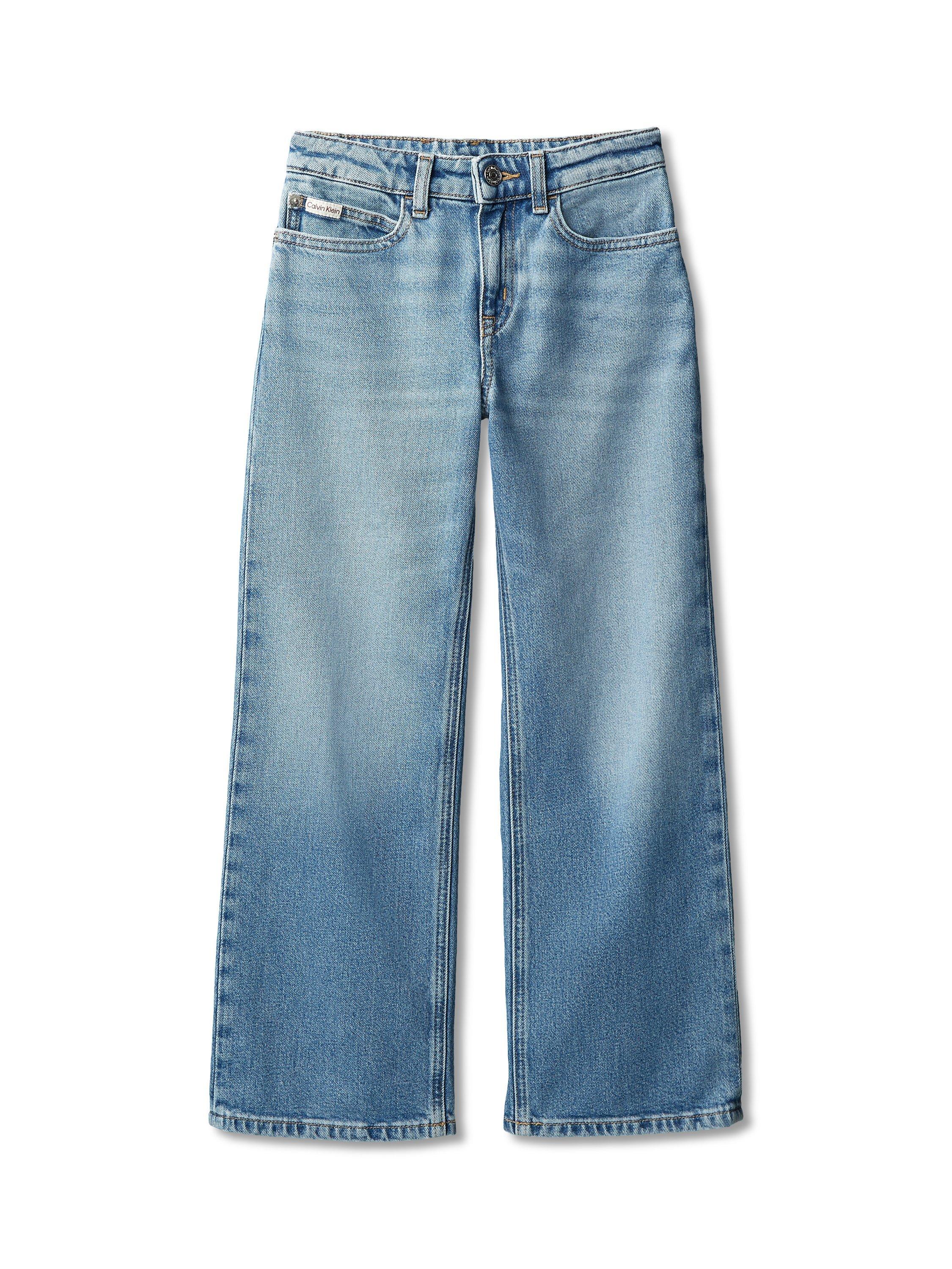 Product image 1 of 1, which shows Calvin Klein Kids' Wide Leg Jeans, Cloudy Blue, 4 years