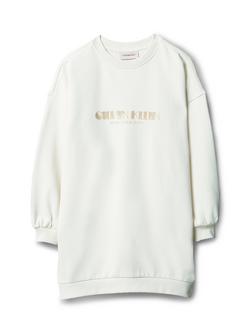 Calvin Klein Kids' Relaxed Glitter Logo Sweatshirt, Whitecap Gray, Whitecap Gray