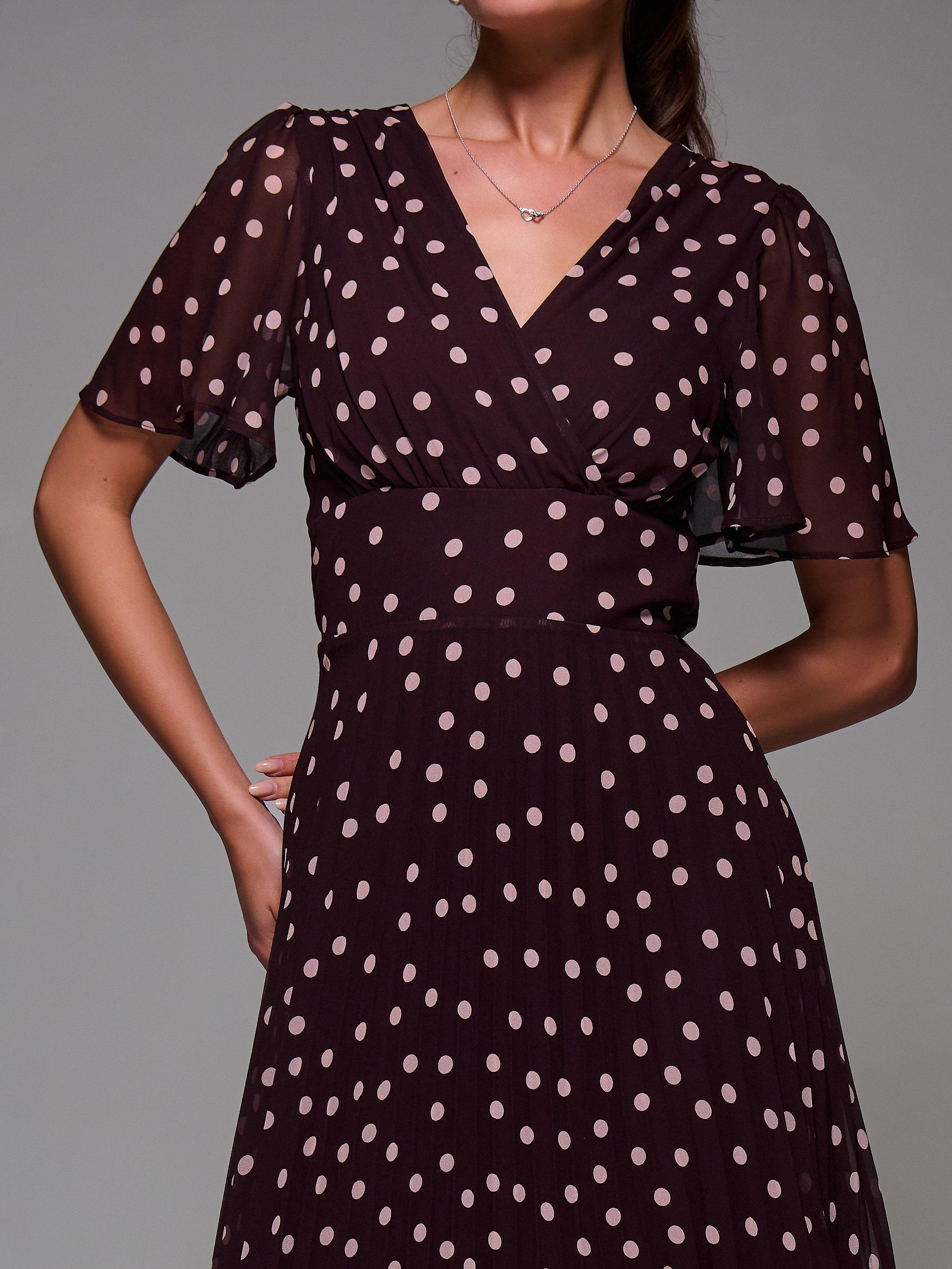 Product image 4 of 7, which shows Jolie Moi Chiffon Floaty Dress, Burgundy, 8