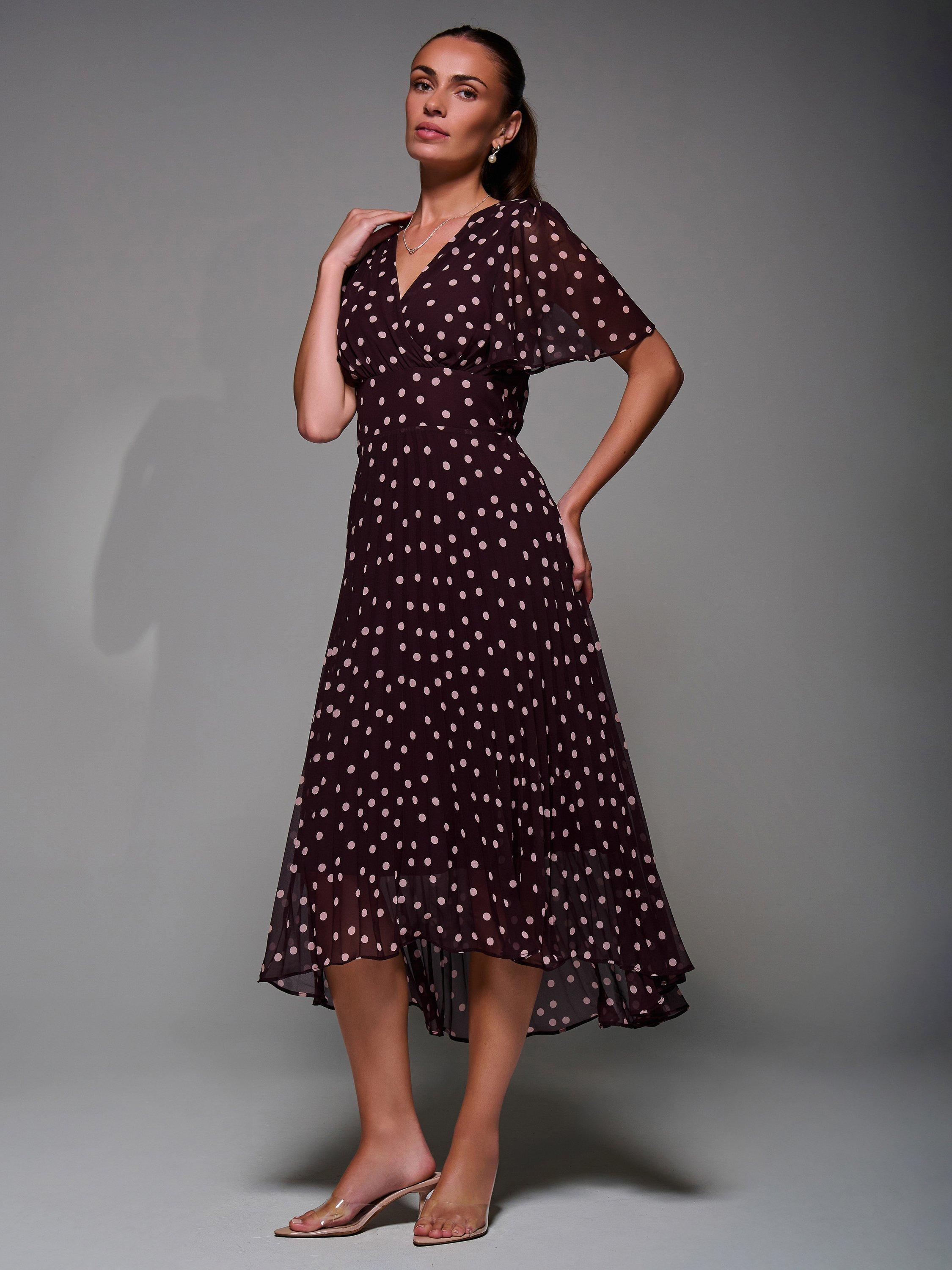 Product image 5 of 7, which shows Jolie Moi Chiffon Floaty Dress, Burgundy, 8