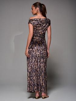 Jolie Moi Draped Velvet Dress - view 2, Brown