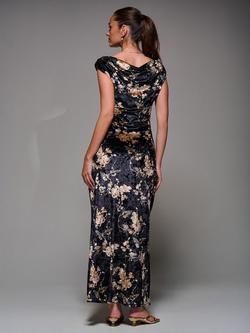 Jolie Moi Draped Velvet Dress - view 2, Black