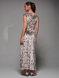 Jolie Moi Draped Velvet Dress - view 2, Neutral