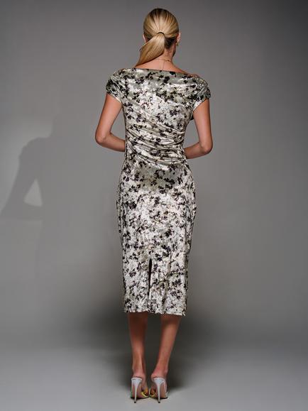 Jolie Moi Velvet Ruched Dress - view 2, Neutral