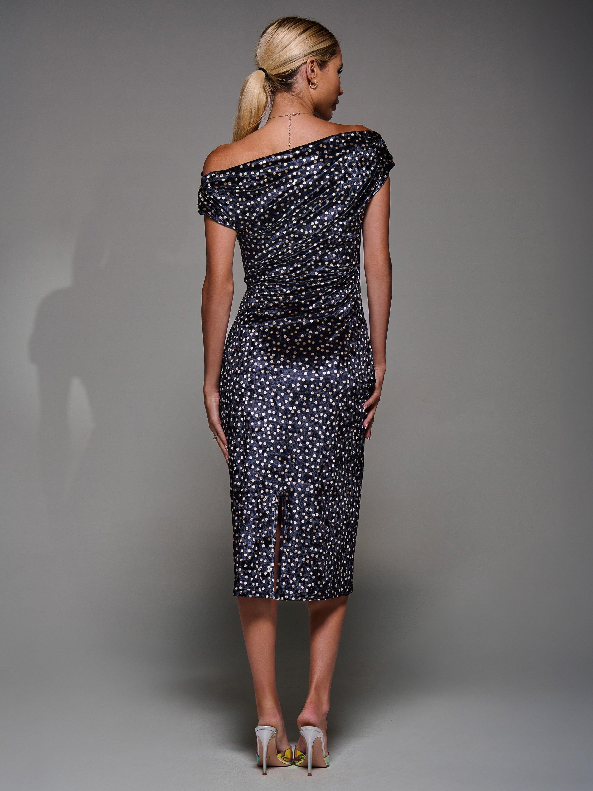 Product image 2 of 7, which shows Jolie Moi Velvet Ruched Dress, Black, 8