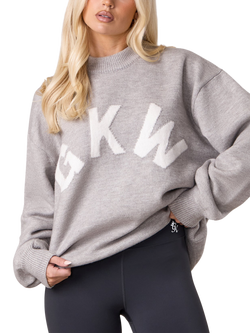 Gym King Oversized Knitted Sweatshirt, Snow Marl, Snow Marl