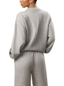 Gym King Oversized Knitted Sweatshirt, Snow Marl - view 2, Snow Marl