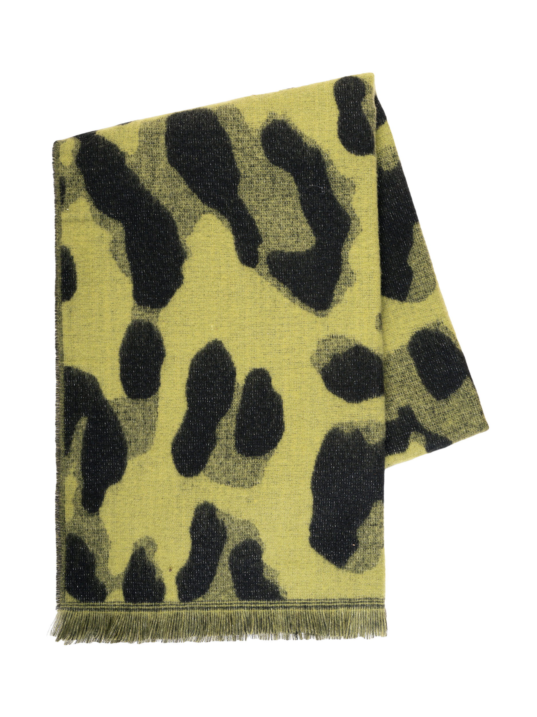 Product image 5 of 6, which shows chesca Animal Print Scarf, Lime/Black