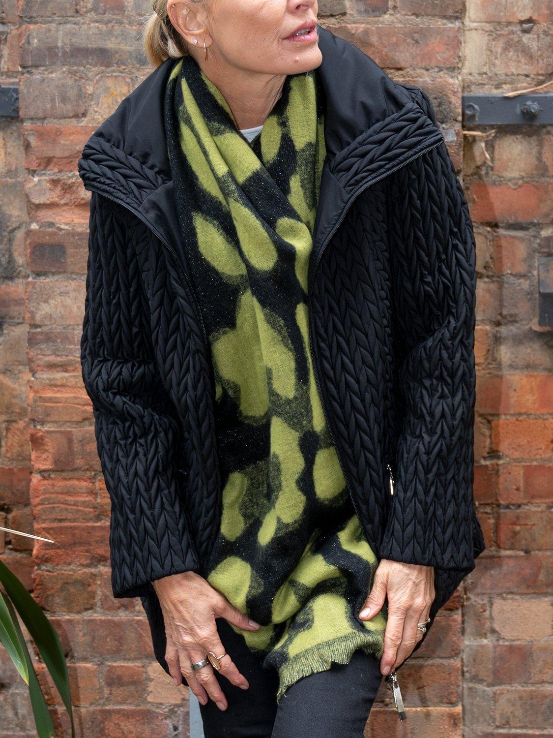 Product image 6 of 6, which shows chesca Animal Print Scarf, Lime/Black