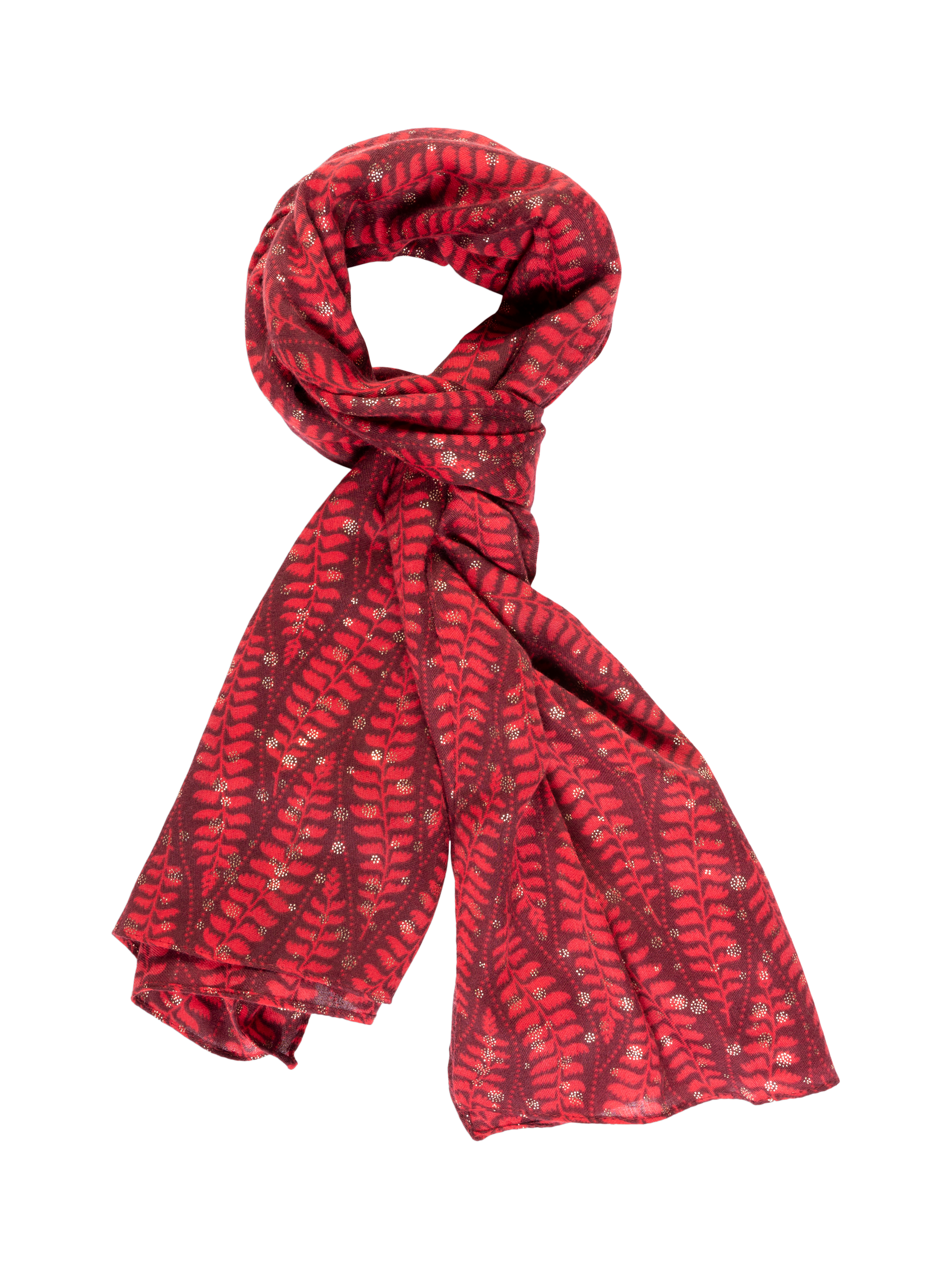 Product image 1 of 6, which shows chesca Fern Scarf, Ruby