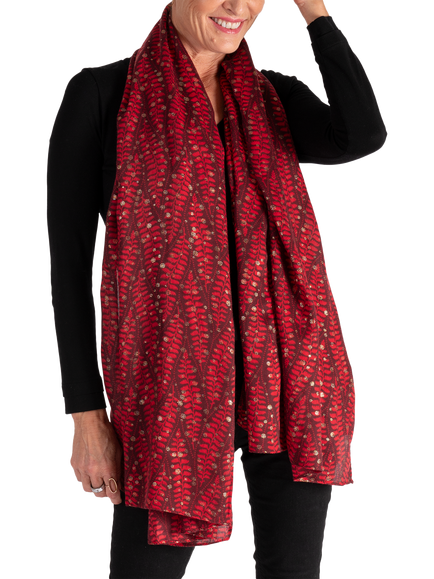 chesca Fern Scarf, Ruby - view 2, Ruby