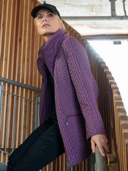 chesca Cable Embroidered Quilted Coat, Hyacinth, Hyacinth