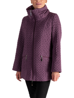 chesca Cable Embroidered Quilted Coat, Hyacinth - view 2, Hyacinth