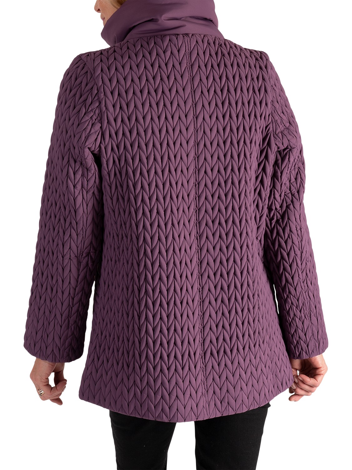 Product image 3 of 8, which shows chesca Cable Embroidered Quilted Coat, Hyacinth, 12-14