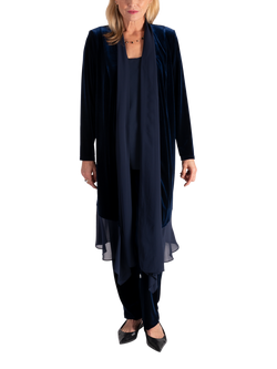 chesca Stretch Velvet Shawl Neck Jacket, Navy, Navy