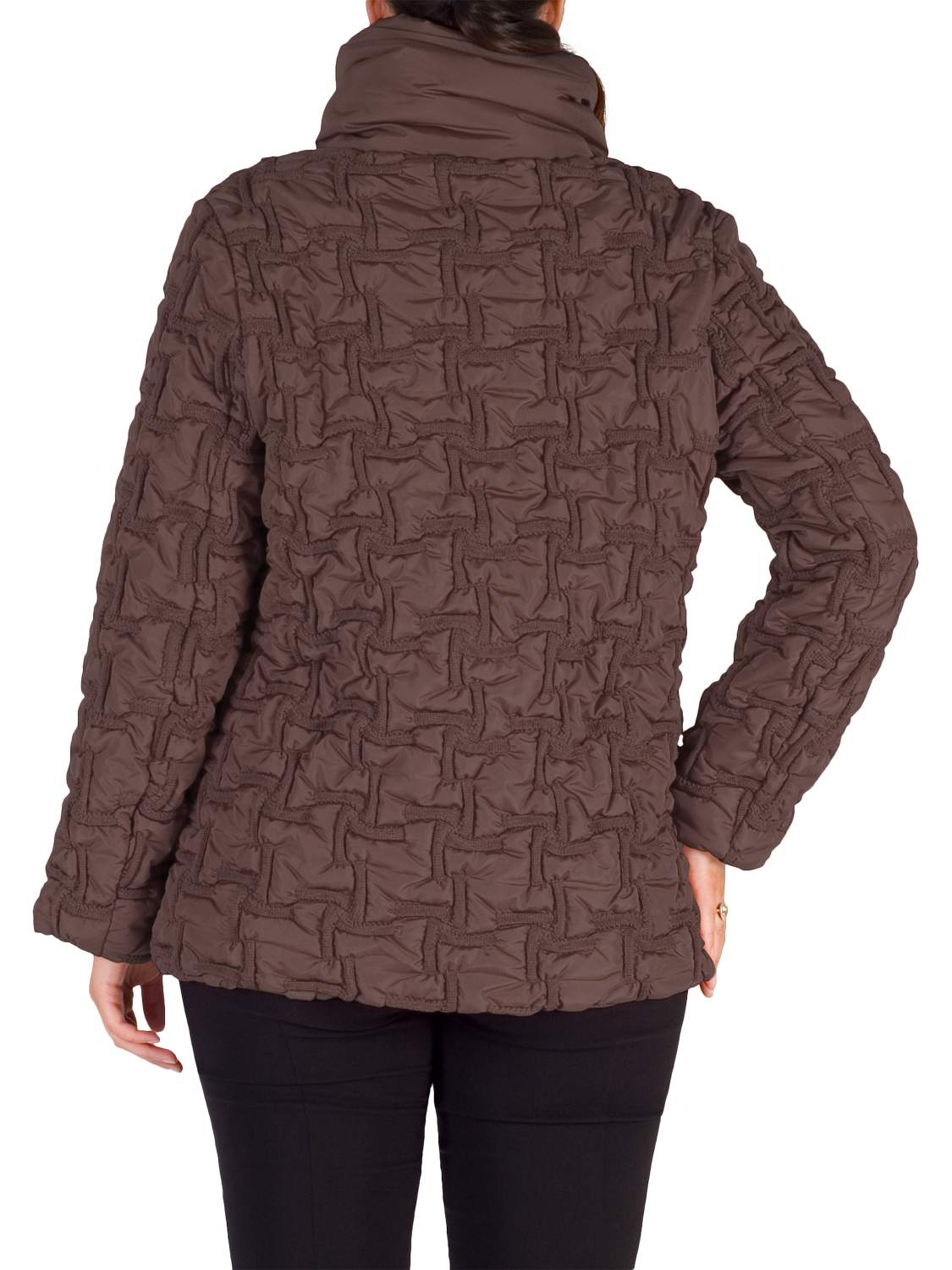 Product image 2 of 6, which shows chesca Bonfire Embroidered Quilted Coat, Walnut, 12-14