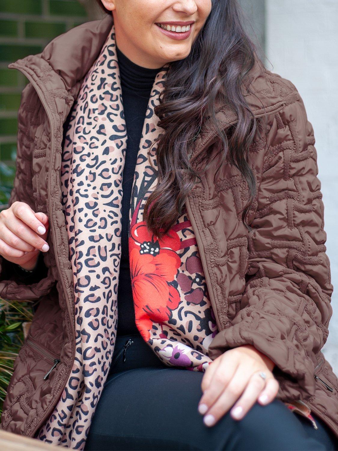 Product image 6 of 6, which shows chesca Bonfire Embroidered Quilted Coat, Walnut, 12-14