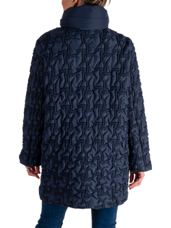 chesca Bonfire Embroidered Quilted Coat, Navy - view 2, Navy
