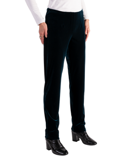 chesca Stretch Velvet Slim Trousers, Teal, Teal