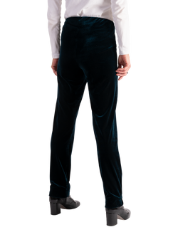 chesca Stretch Velvet Slim Trousers, Teal - view 2, Teal