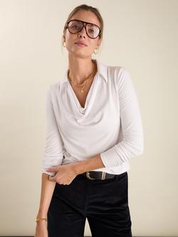 Baukjen Rebecca Drape Top containing LENZING™ ECOVERO™ Viscose, Pure White, Pure White