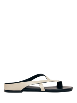 ALOHAS Dawn Leather Toe Ring Strappy Flip Flops, Cream, Cream