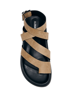 ALOHAS Tide Vintage Leather Strappy Sandals, Beige - view 2, Beige