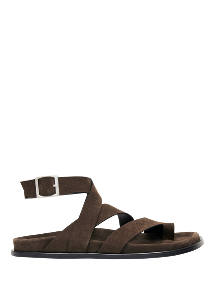 ALOHAS Tide Vintage Suede Strappy Sandals, Chocolate, Chocolate