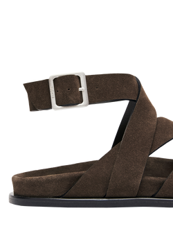 ALOHAS Tide Vintage Suede Strappy Sandals, Chocolate - view 2, Chocolate