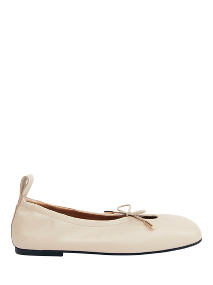 ALOHAS Rosalind Leather Ballerina Pumps, Cream, Cream