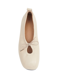 ALOHAS Rosalind Leather Ballerina Pumps, Cream - view 2, Cream