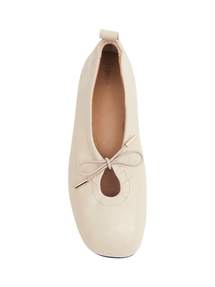 ALOHAS Rosalind Leather Ballerina Pumps, Cream - view 2, Cream