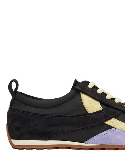 ALOHAS TB.304 Suede Blend Trainers, Dark Brown/Multi - view 2, Dark Brown/Multi