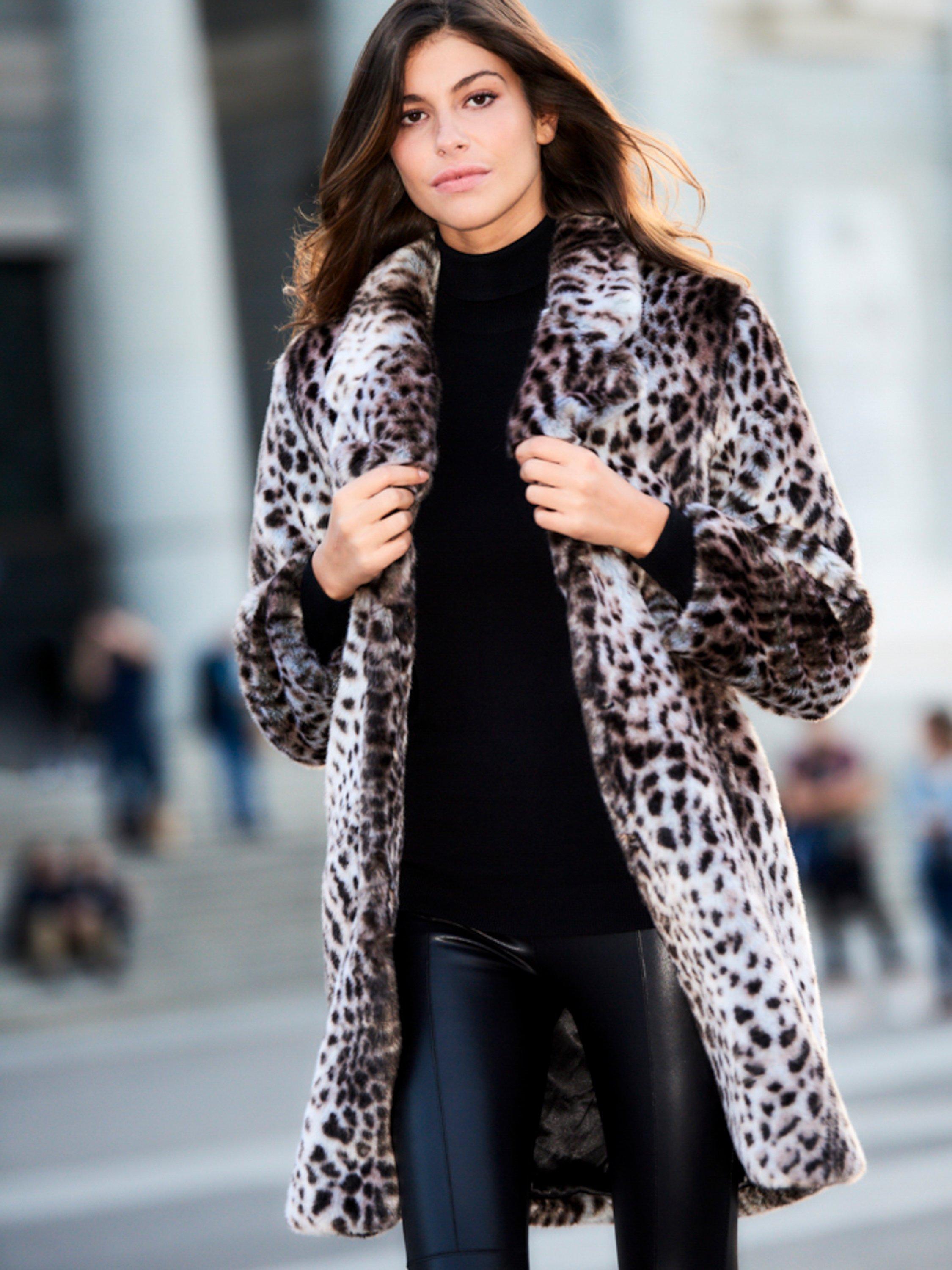 Product image 2 of 7, which shows Sosandar Cheetah Print Faux Fur Coat , Brown, 8
