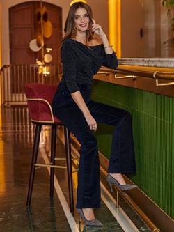 Sosandar Shimmer Off Shoulder Top, Midnight - view 2, Midnight