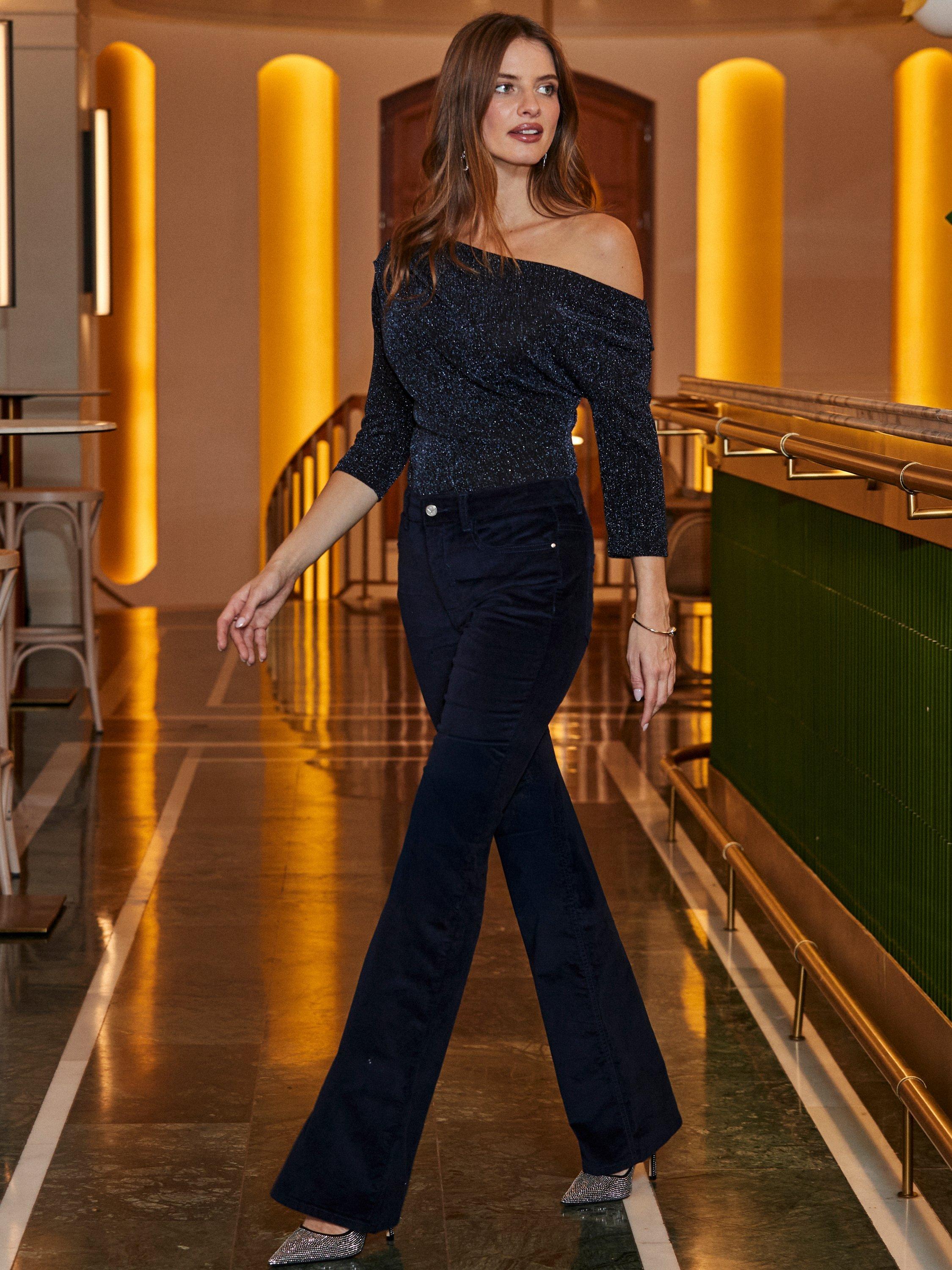 Product image 8 of 8, which shows Sosandar Shimmer Off Shoulder Top, Midnight, 12