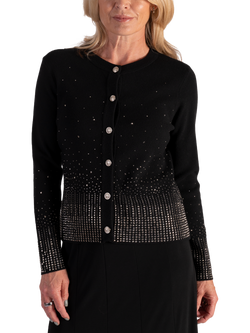 chesca Diamanté Trimmed Knitted Jacket, Black, Black