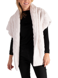 chesca Cable Knit Faux Fur Gilet, Champagne, Champagne