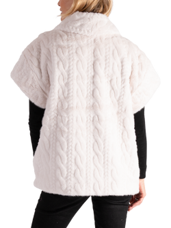 chesca Cable Knit Faux Fur Gilet, Champagne - view 2, Champagne