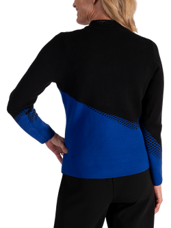 chesca High Neck Colour Block Jumper, Black/Cobalt - view 2, Black/Cobalt