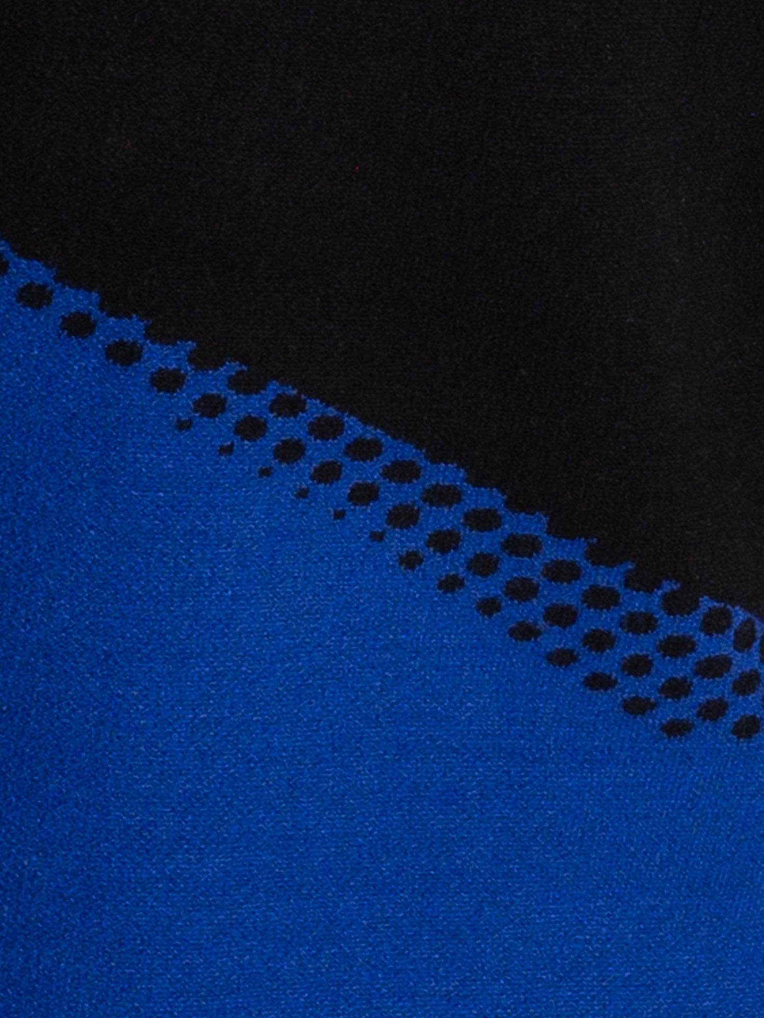 Product image 4 of 5, which shows chesca High Neck Colour Block Jumper, Black/Cobalt, 12-14