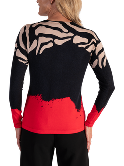 chesca Fine Knit Long Sleeved Jumper, Black/Red - view 2, Black/Red