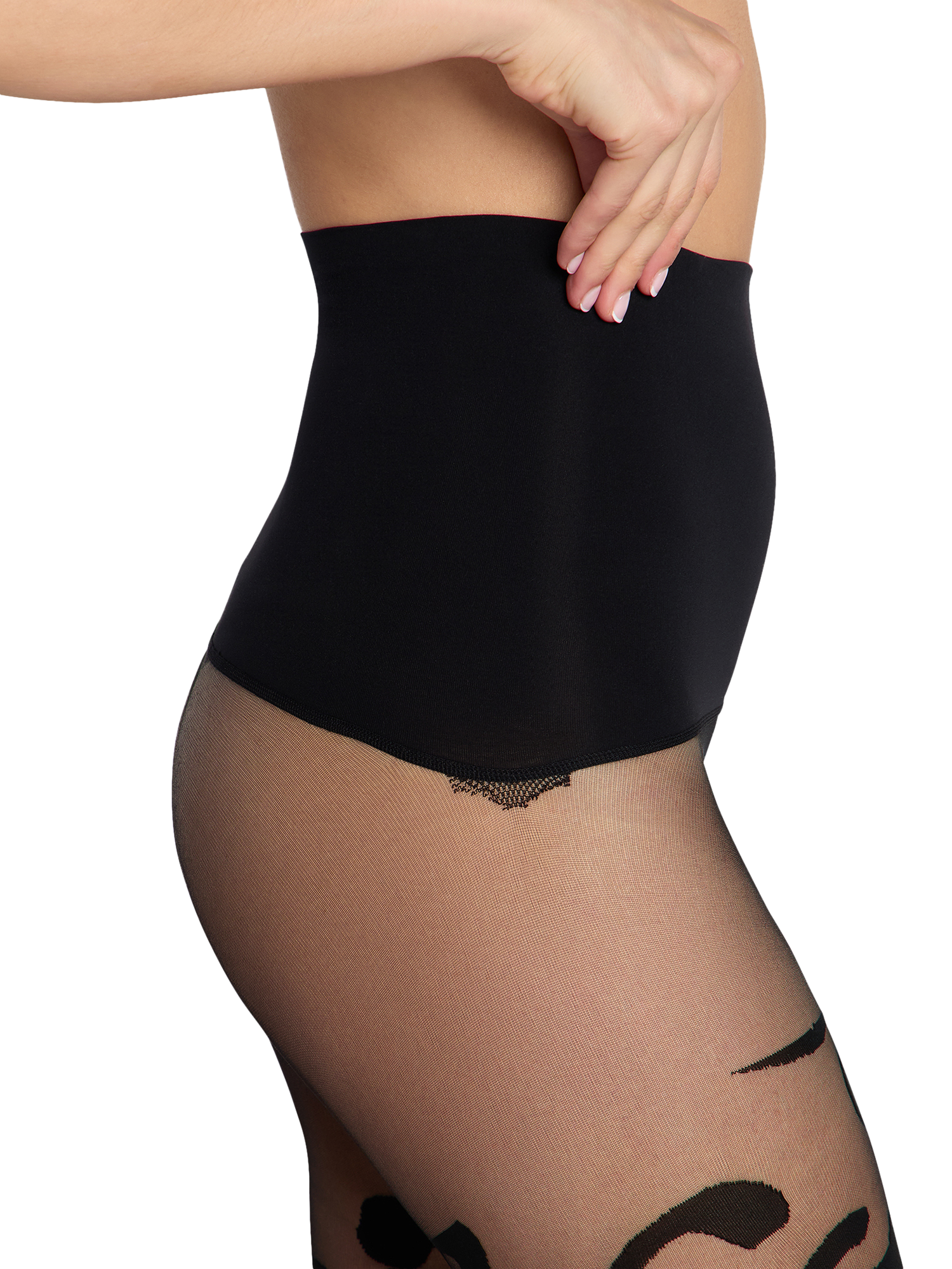 Product image 3 of 6, which shows Heist The Oversized Leopard Tights, Black, XS