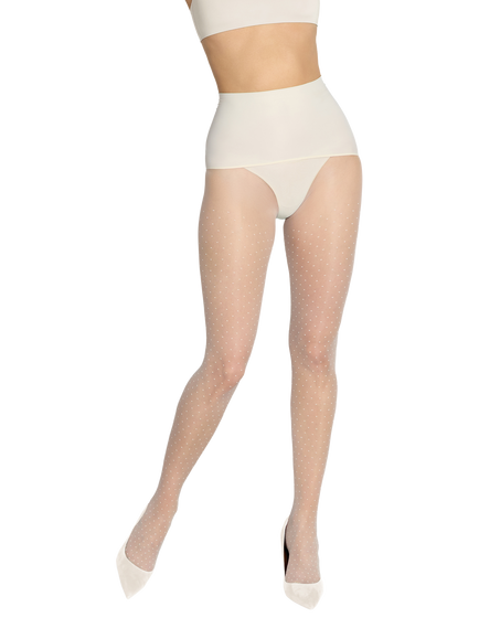 Heist The Polka Dot Tights, Vintage Ivory